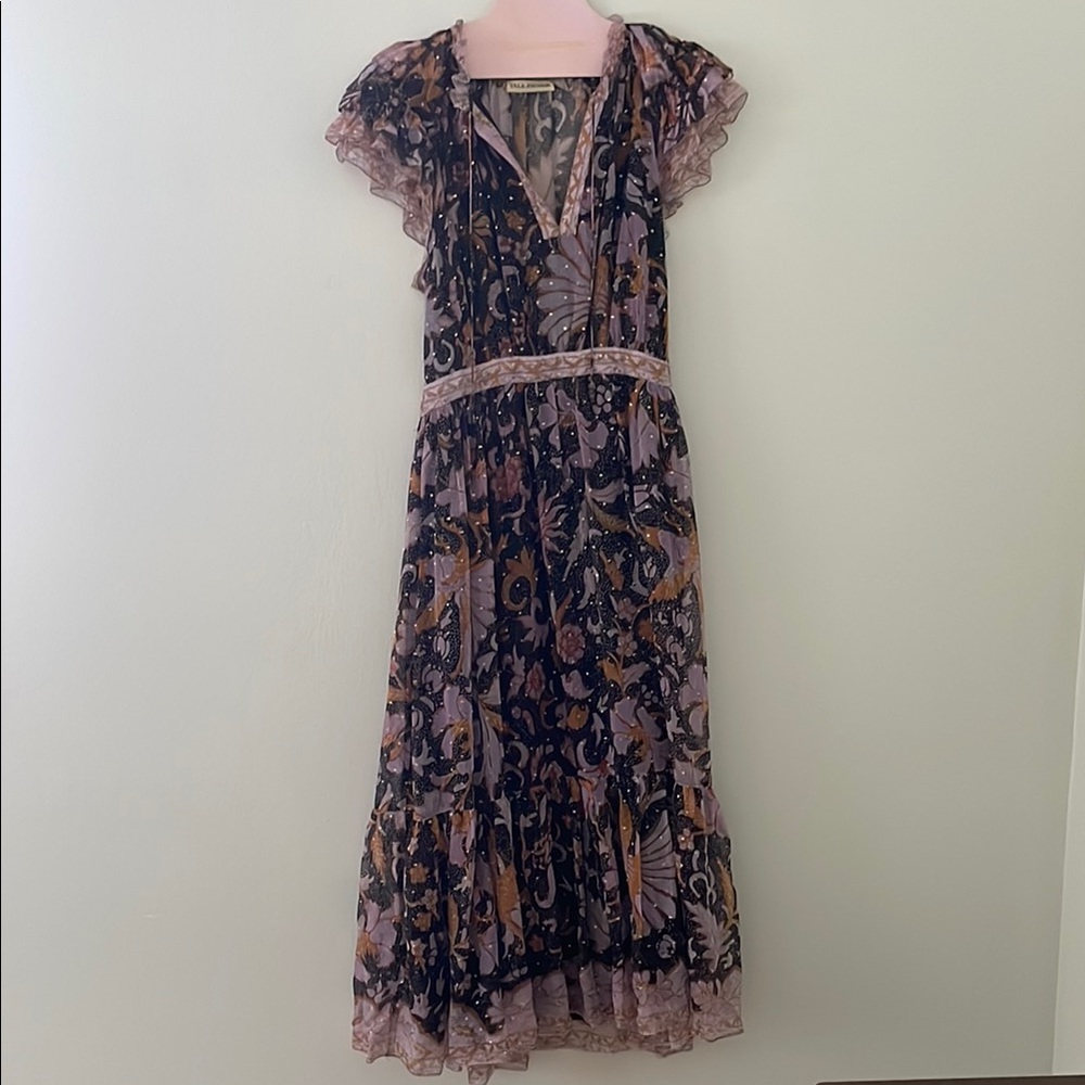 Ulla Johnson Lavender, Black and Gold Paisley Maxi Dress